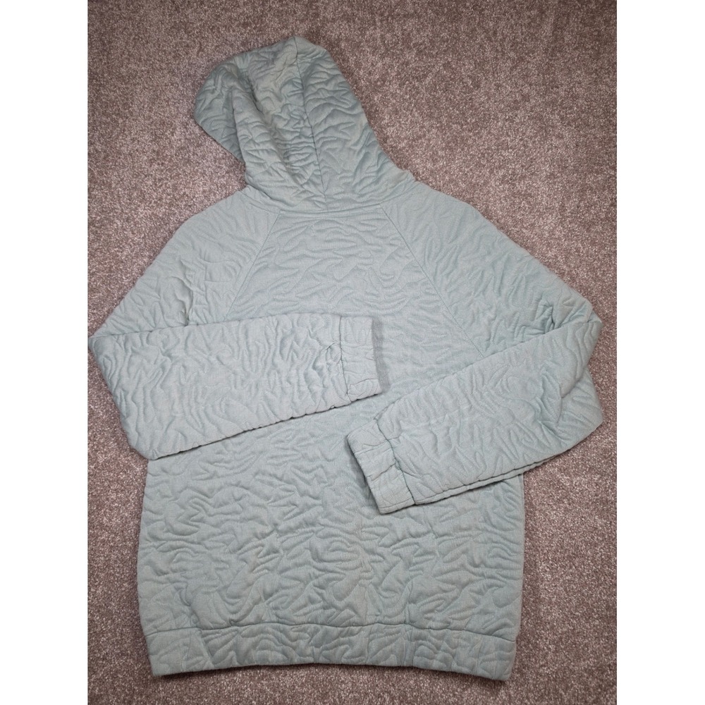 Nine West Sage Green Textured Quilted Pullover Hoodie Sweatshirt Womens Size M - Picture 9 of 10